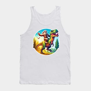 Sasquatch Riding a T-Rex Cryptozoologist Big Foot Dinosaur Tank Top